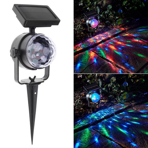 Solar Powered Rotating RGB Crystal Magic Ball Disco Stage light Christmas Party Lamp Outdoor Garden Lawn Laser Projector Lamp ► Photo 1/6