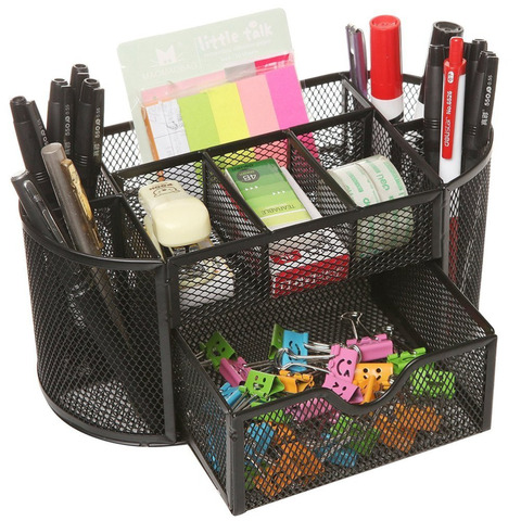 Mesh Collection Oval Supply Caddy Desktop Organizer Office Drawer with Pen Holder Collection, Black ► Photo 1/6