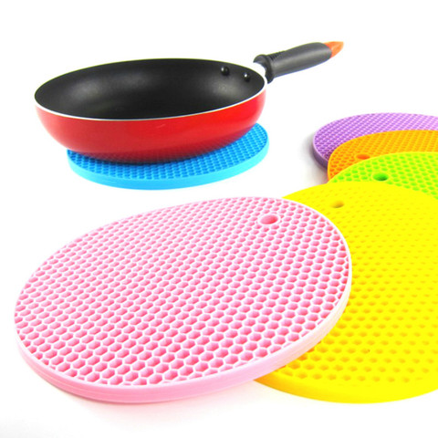 18cm Round Candy Color Waterproof Silicone Non-slip Heat Resistant Mat Cup Coaster Cushion Placemat Pot Holder Kitchen Accessory ► Photo 1/6