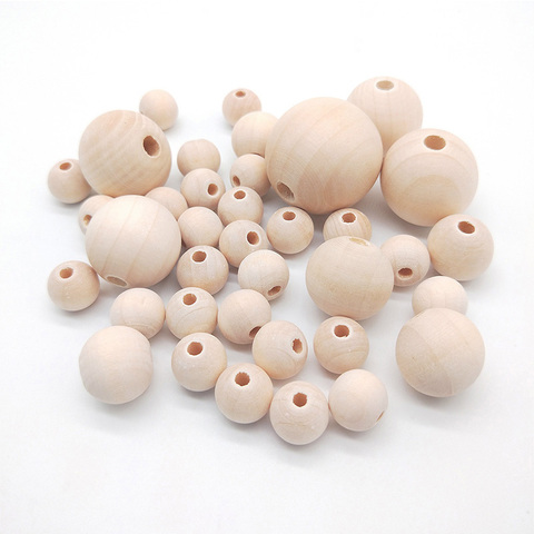 Pick 8-30mm Natural Ball Wood Bead Natural Color Eco-Friendly Wooden Spacer Beads DIY Charm Bracelet Jewelry Making Accessories ► Photo 1/6