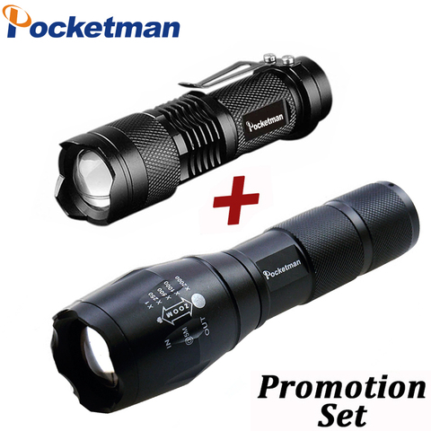 Drop Shipper Promotion Set! LED Flashlight T6 Tactical Flash Light + Q5 Mini Torch Lanterna Zoomable Waterproof Flashlight Bike ► Photo 1/6