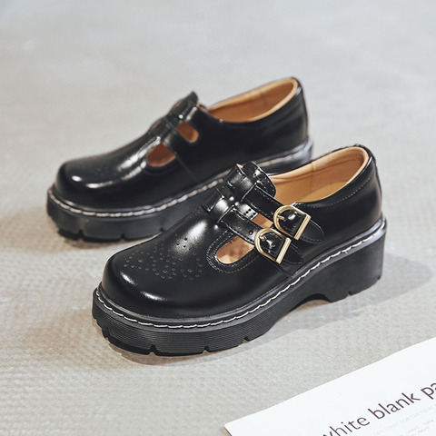 QPFJQD Japanese Literary Retro Lolita Women Pumps Mary Janes Shoes Round Toe Student Girl Platform T-Strap Buckle Bullock Shoes ► Photo 1/6