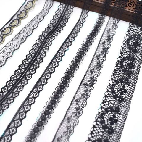 10yards/Lot black lace ribbon trim african lace fabric for sewing embroidery cotton lace DIY Home clothing Dress decoration ► Photo 1/6