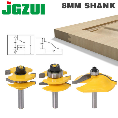 3PC 8mm Shank high quality Raised Panel Cabinet Door Router Bit Set - 3 Bit Ogee Woodworking cutter woodworking router bits ► Photo 1/6