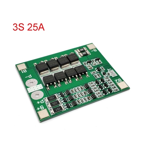 3S 25A Li-ion 18650 BMS PCM battery protection board bms pcm with balance for li-ion lipo battery cell pack ► Photo 1/6