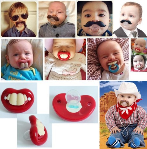 Funny Pacifiers Silicone Baby Pacifier Nipple Dummy Baby Soother Joke Prank  Nipples Teether Pacifier Clips Chupetes Para ► Photo 1/6