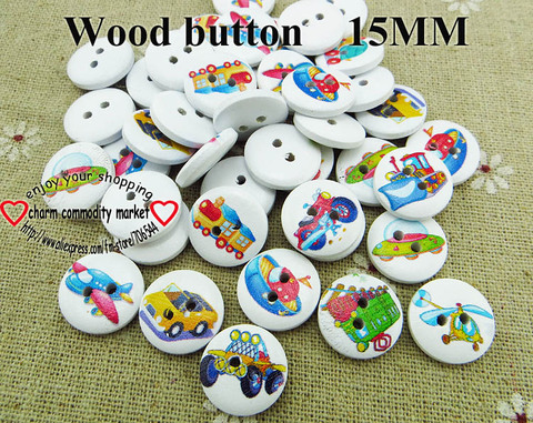 100PCS vehicle button garment painting wooden car buttons decoration 15MM sewing clothes boots coat accessory MCB-971 ► Photo 1/3