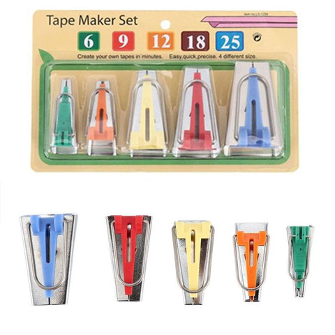 Sewing Accessories Bias Tape Makers - 5 size 6mm 9mm 12mm 18mm 25mm bias binding Tool Sewing Quilting 5BB5589 ► Photo 1/6