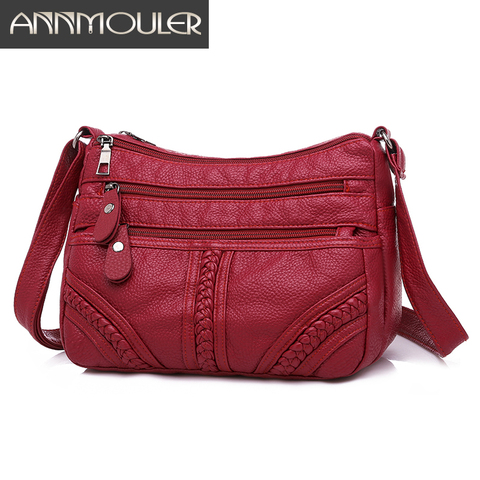 Annmouler Fashion Women Bag Pu Soft Leather Shoulder Bag Multi-layer Crossbody Bag Quality Small Bag Brand Red Handbag Purse ► Photo 1/6