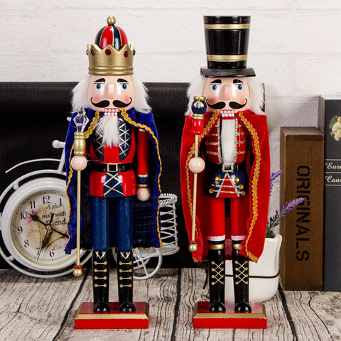 1pc 38cm Wooden Nutcracker Soldier with Wands Design Handcraft Puppet Christmas Ornaments Home Decoration Gifts for Christmas ► Photo 1/1