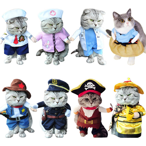Funny Cat Clothes Pirate Suit Clothes For Cat Costume Clothing Corsair Halloween Clothes Dressing Up Cat Party Costume Suit ► Photo 1/6