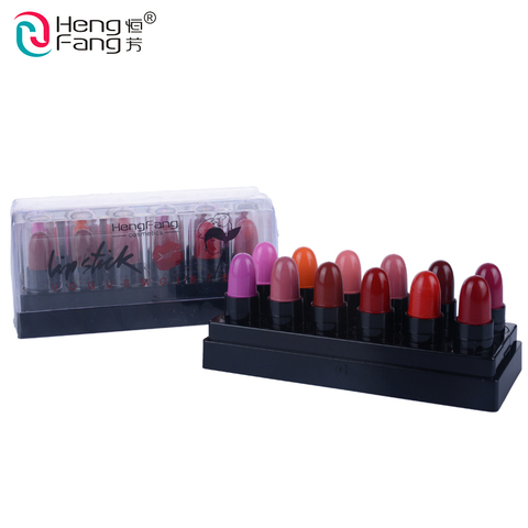 12Colors/Set Mini Cute 12 Colors Lipstick Travel Set Waterproof Lip Color 1.2gx12 High Quality Lips Makeup Brand HengFang #9022 ► Photo 1/6