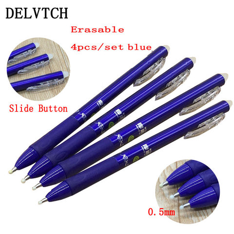4Pcs/Set 0.5mm Erasable Gel Pen Retractable Button Slide Press Handle Office School Writing Stationery Blue Black Ink Refill Rod ► Photo 1/6