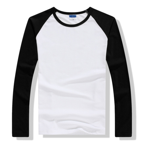 2022 Autumn Winter Long Sleeve T Shirt Men Contrast Color Round Collar Cotton Mens Casual Slim Fit Raglan T-Shirts Tees Tops ► Photo 1/5
