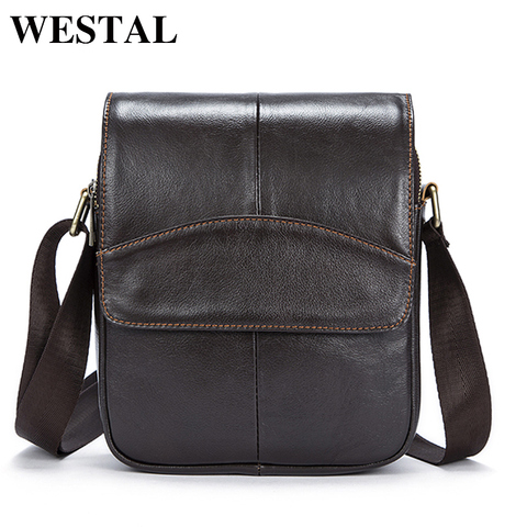 WESTAL Messenger Bag Men Shoulder Bags Male Genuine Leather Men Bags Male Fashion Crossbody Bags for Man Small Flap Bolsa 1268 ► Photo 1/6