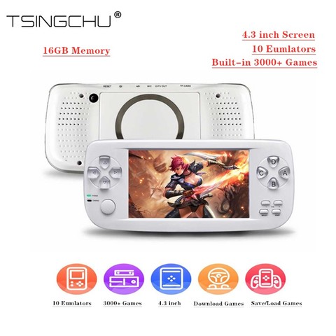 TSINGO PAP KIII Handheld Game Player 16GB 64Bit Built-in 3000 Classic Game Multifunction Video Game Console Support AV Output K3 ► Photo 1/6