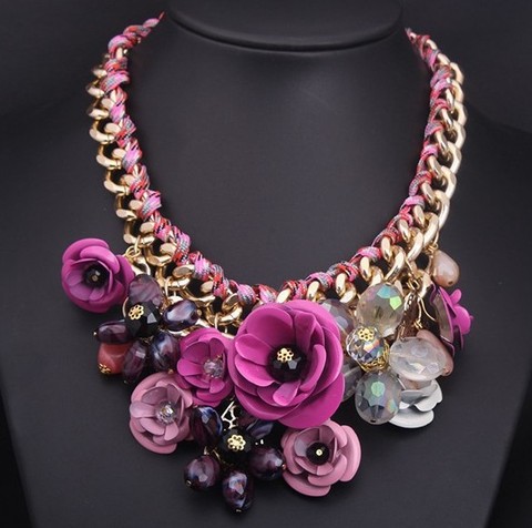 Color flower New Fashion Statement Necklace Crystal Necklaces Vintage Choker Necklace clavicle exaggerated female accessories ► Photo 1/6