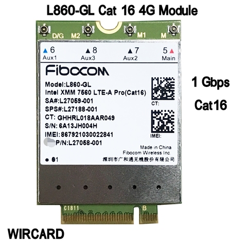 L860-GL FDD-LTE TDD-LTE Cat16 4G Module  4G Card SPS#L27188-001 4G Card For HP laptop ► Photo 1/3