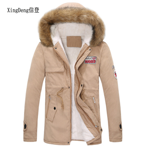 XingDeng 2022 new men's thick warm cotton jackets winter down coat long fur collar army men parka top coat jacket plus size 4XL ► Photo 1/6