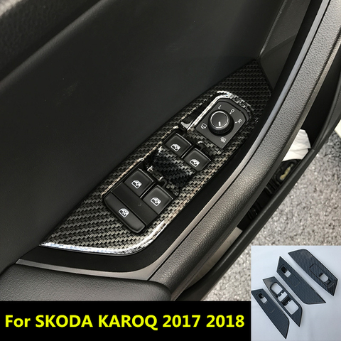 For Skoda Karoq 2017 2022 Car Window Switch Adjust Lift Panel Cover Trim Garnish Frame Car Stickers Car Styling accessories 4pcs ► Photo 1/6