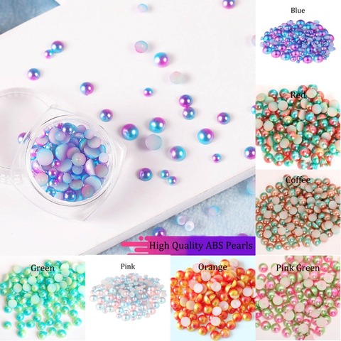 Imitation ABS Pearl Beads Flat Back 3 4 5 6 8 mm Rainbow Color Cabochon Half Round Bead Scrapbook Decoration DIY Jewelry Making ► Photo 1/6