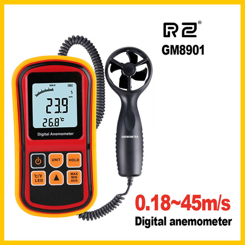 GM8901 Anemometer Wind Speed GaugeTemperature Measure Digital 45 m/s thermometer ► Photo 1/6