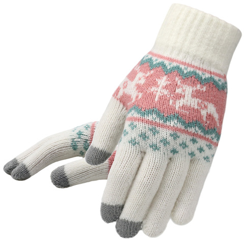 Winter Women Knitted Gloves Christmas Deer Fashion Full Finger Mittens Female Soft Christmas Pattern Touch Screen Knit Gloves ► Photo 1/6