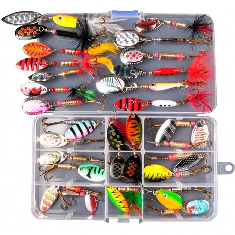LUSHAZER fishing lure set spinnerbait wobbler metal baits spoon lures isca artificial free with box hard lure spinner bait ► Photo 1/6
