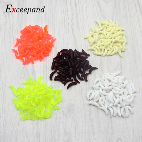 Exceepand 50 Pieces  2 cm 0.4 g Maggot Grub Soft Lure Lifelike Worm Fishing Bait Fly Crap Fishing Tackle ► Photo 1/6