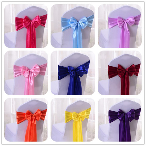 WedFavor 25pcs Satin Chair Bow Sashes Wedding Chair Cover Ribbon Butterfly Ties For Party Event Hotel Banquet Decoration ► Photo 1/6