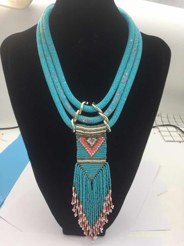 Idealway Handmade 3 Layers Resins Beads Pendant Necklaces For Women Boho Ethnic Tribal Long Tassel Drop Earring & Necklace Sets ► Photo 1/6