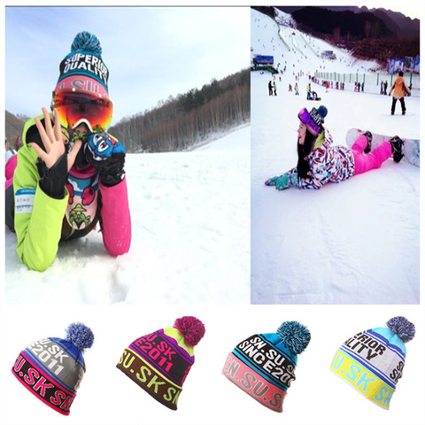 NEW Skiing Hats for Christmas  Women Warm Winter Knitting Skating Skull Cap Hat Beanies Turtleneck Caps Ski Cap Snowboard Hat ► Photo 1/6