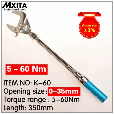 MXITA  OPEN Adjustable Torque Wrench 5-60Nm accuracy 3% wrench Insert Ended head Torque Wrench Interchangeable  ► Photo 1/1