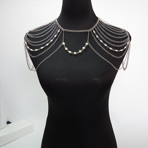 Shoulder Chain Necklaces&Pendants beads Chains Punk Necklace 2022 Fashion Party  Shoulder Accessories ► Photo 1/6