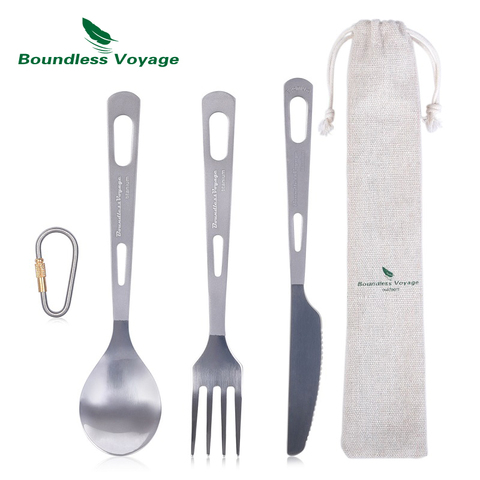 Boundless Voyage Titanium Tableware Spoon Fork Knife Spork Chopsticks Cutlery Sets for Outdoor Camping Travel Utensils Home Use ► Photo 1/6