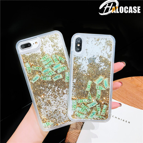 Glitter Liquid Sand Dollar Money Case For iPhone 11 Pro MAX 6 6S 7 8 Plus Dynamic Liquid Phone Cover For iPhone X XS XR XS MAX ► Photo 1/6