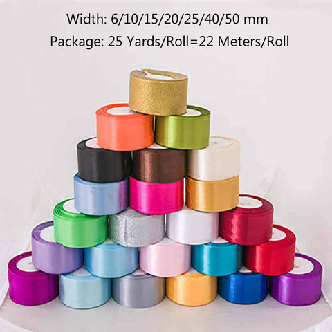 (25 Yards/roll) Single Face Satin Ribbon DIY Bow Craft Decor Wedding Party Decor Gift Wrapping Ribbon (6/10/15/20/25/40/50mm) ► Photo 1/6