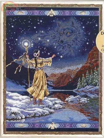 Top Quality Beautiful Lovely Counted Cross Stitch Kit Kindered Spirits Spirit Wolf Eagle Starry Night Lake dim 72540 ► Photo 1/1