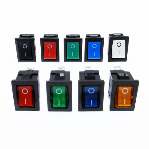 KCD1 Rocker Switch Power Switch 2 Position 2Pins 3Pins 4Pins With Light 10A 250V Red Blue Green Yellow Black White ► Photo 1/5