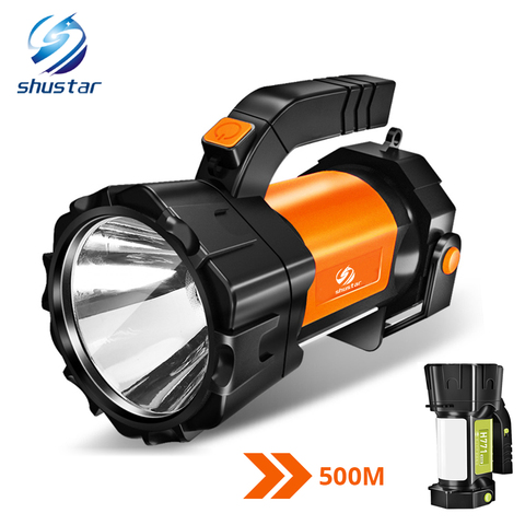 Super bright LED Searchlight Flashlight With side light 6 lighting modes Powered by 18650 battery For outdoor camping ► Photo 1/6