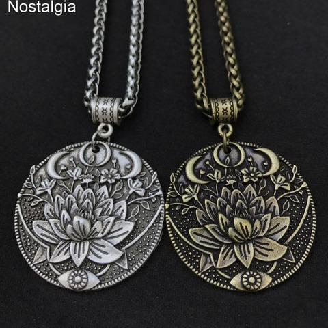 Yoga Spiritual KARMA Buddha Wiccan Lotus Flower Wicca Moon Necklace Men Women Accessories Witchcraft Witch Indian Jewlery ► Photo 1/6