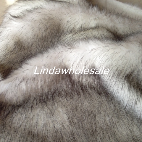 Hot-selling fox fur white dyed black tip Faux fur fabric,DIY clothing fur collar, carpet decoration materials ► Photo 1/4