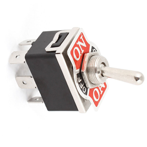 CNIM Hot AC 250V/10A 125V/15A DPDT 3 Position ON/OFF/ON 6 Pins Toggle Switch Black+Silver ► Photo 1/3