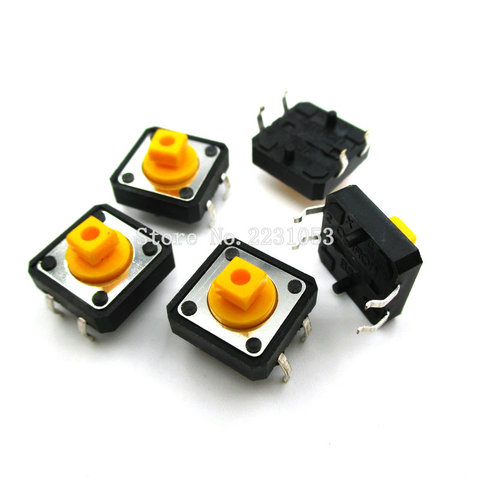 20PCS/LOT 12x12x7.3 mm Tactile Switches Yellow Square Push Button Tact Switch 12*12*7.3 mm Micro Switches ► Photo 1/1