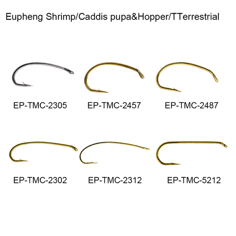 Eupheng 100pcs Shrimp Caddis Pupa Hopper Terrestrial Fishing Hooks Dry Nymph Wet Fly Fishing Hooks ► Photo 1/6