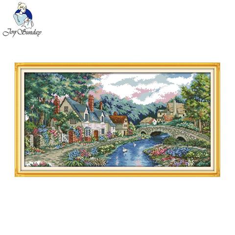 Joy Sunday scenic style The peaceful countryside printable cross stitch patterns needlework kits for home ornament ► Photo 1/1