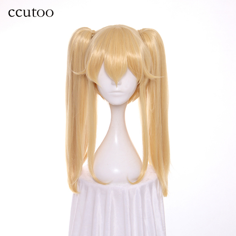 ccutoo 50cm Light Golden Kakegurui Compulsive Gambler Mary Saotome Synthetic Hair Cosplay Wig + 2 Clip on Ponytail ► Photo 1/5