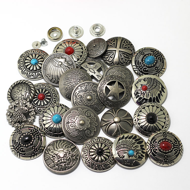 50sets/lot 15mm 633 or 201 round metal snap button set lion cow head round  design sewing accessories leather craft 50sets/lot - AliExpress