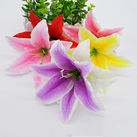 10pcs/lot 18cm Silk Lily Artificial Flower Head For Wedding Decoration DIY Garland Decorative Floristry Fake Flowers ► Photo 1/6