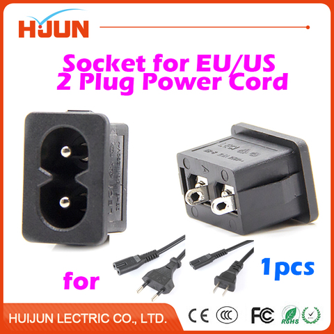 1pc Socket for Power Cord Cable EU 2-Prong Laptop AC Plug Adapter Lead 2 Pin ► Photo 1/5